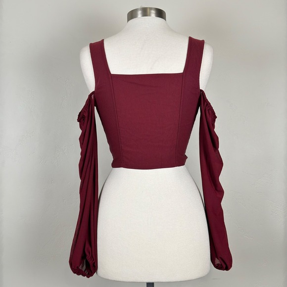 Corset Top Women S Coquette Goth Fairycore Whimsigoth Romantic Regency Burgundy - Picture 3 of 8